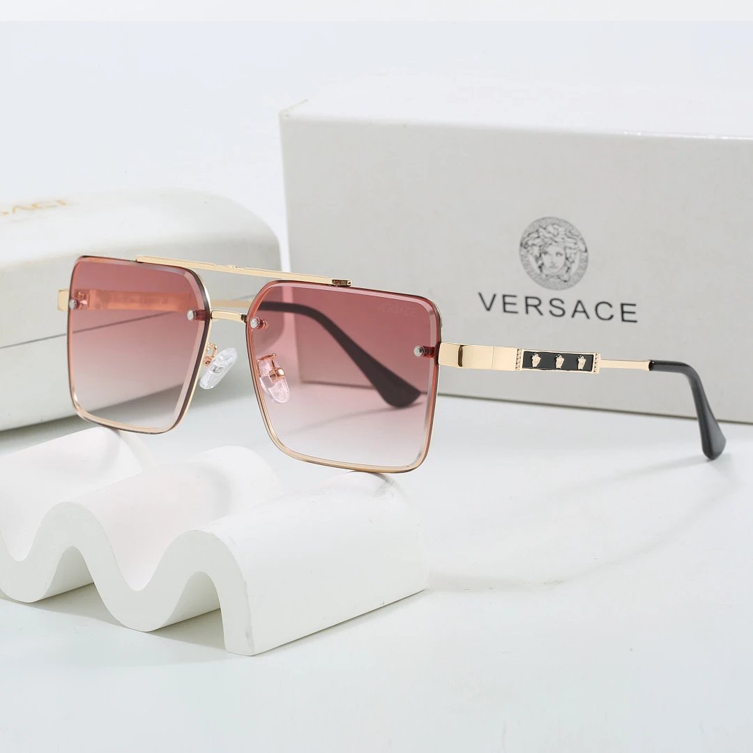Versace Brown Tinted Lens Square Sunglasses, Polished Frame Style 14