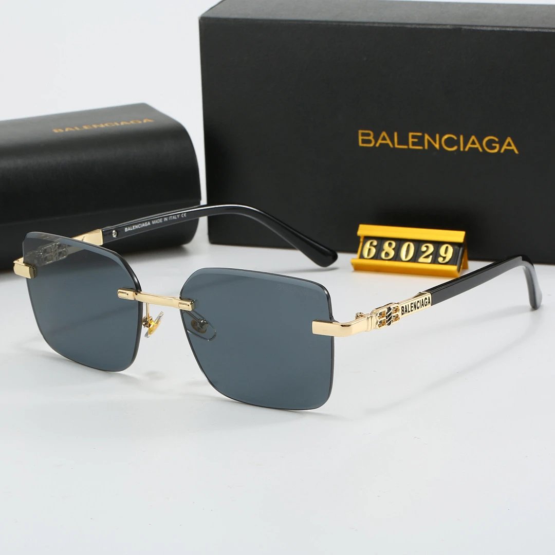 Balenciaga Black Tinted Lens Square Sunglasses, Polished Frame Style 10