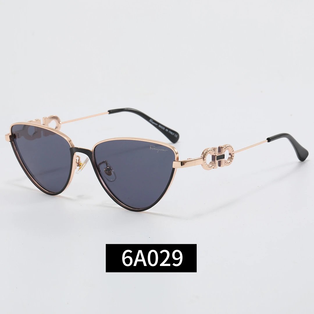 Ferragamo Black Tinted Lens Square Sunglasses, Polished Frame Style 09