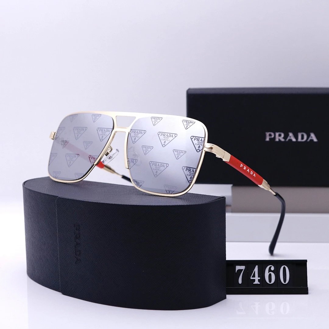 Prada Black Tinted Lens Square Sunglasses, Polished Frame Style 14