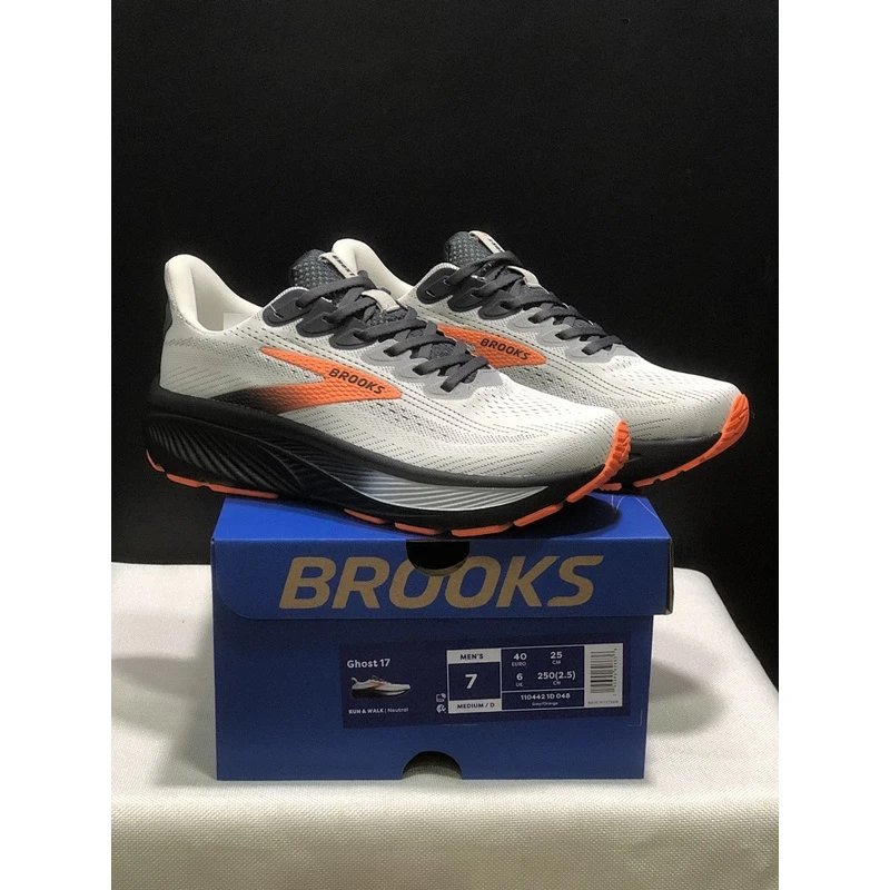Brooks Ghost 17 Running Shoes Grey White - Style 9