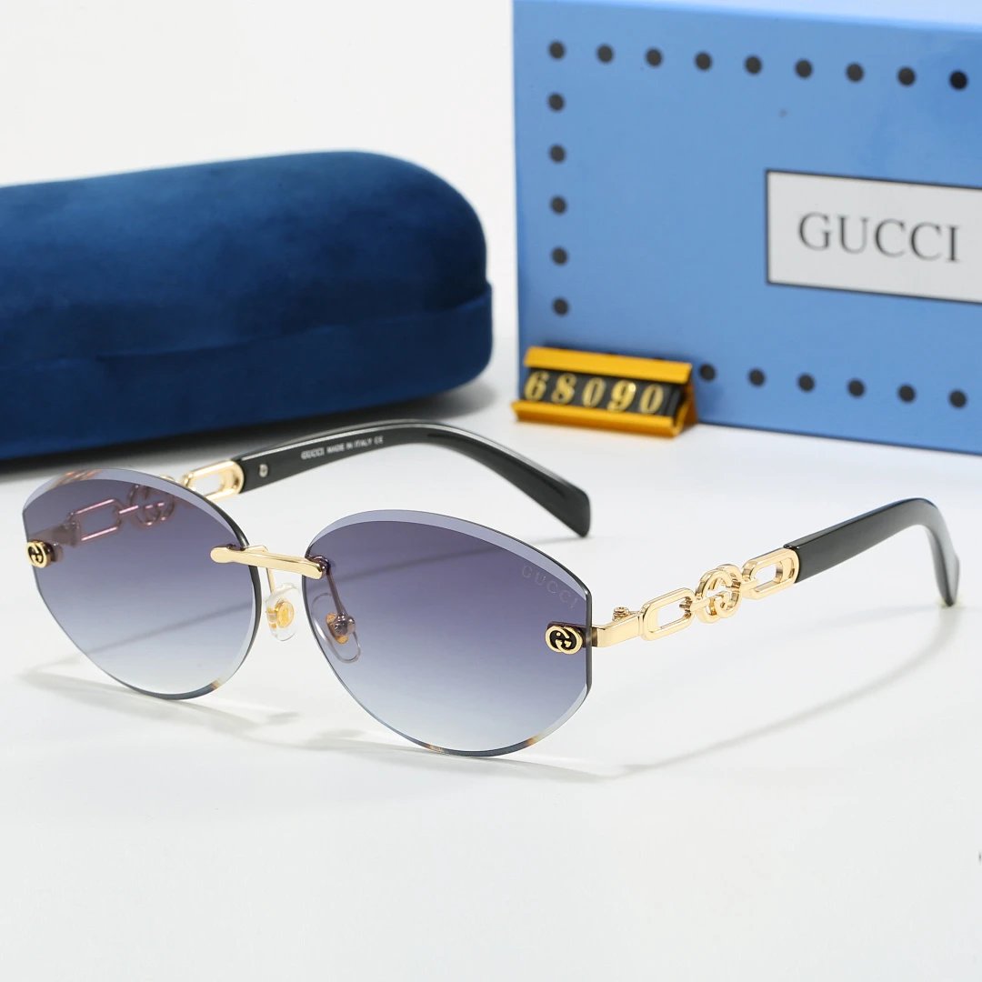 Gucci Blue Tinted Lens Square Sunglasses, Polished Frame Style 32