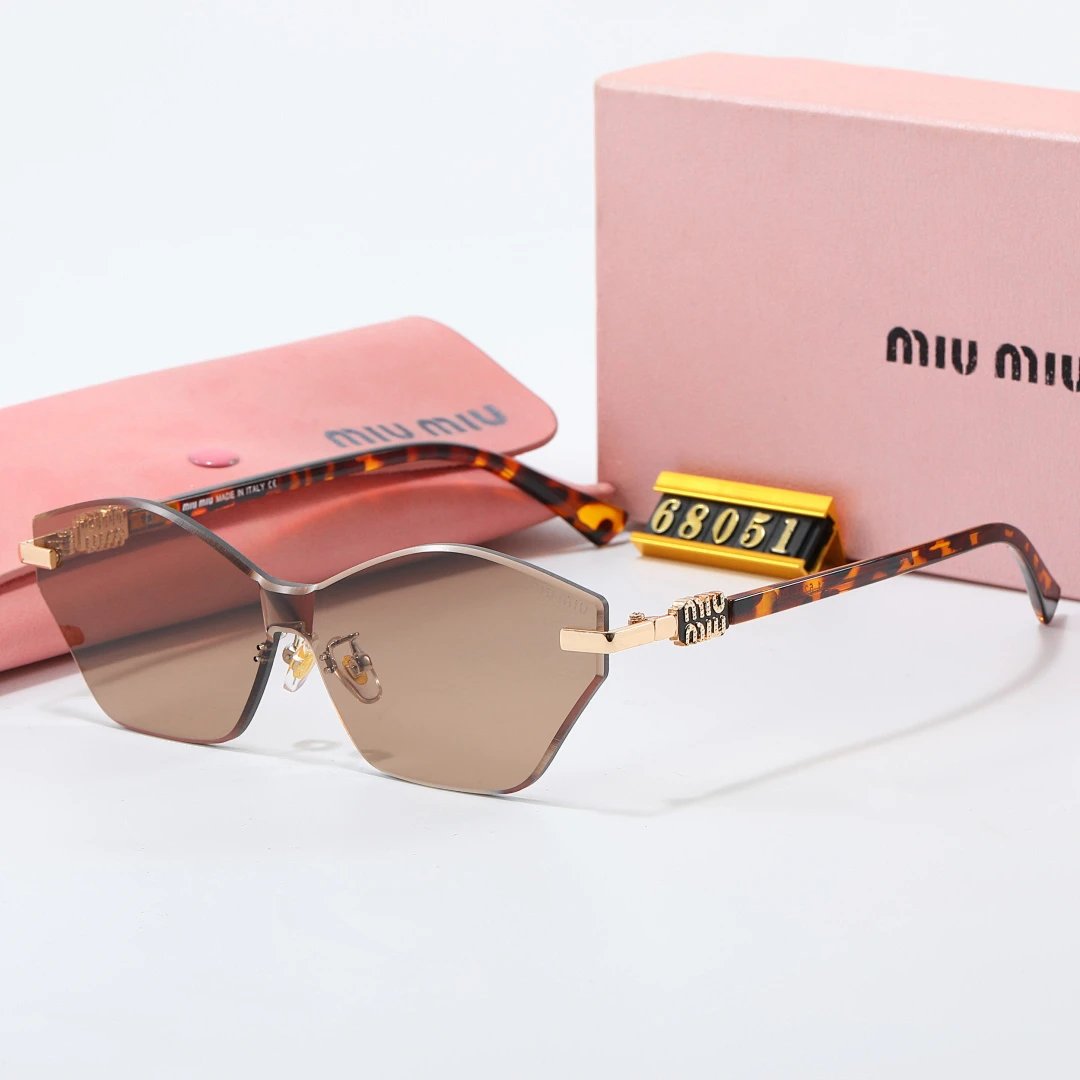 Miu Miu Brown Tinted Lens Square Sunglasses, Polished Frame Style 08