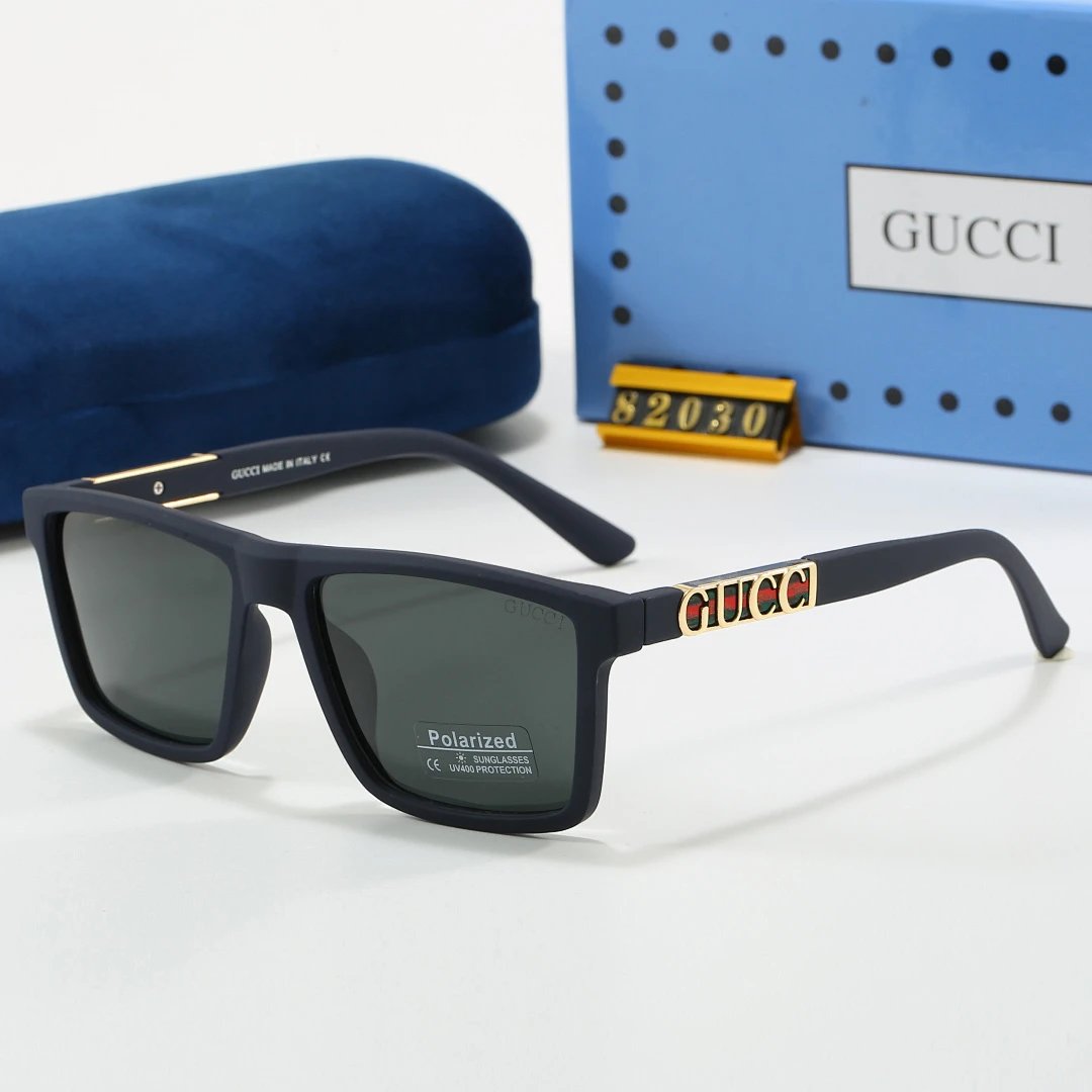 Gucci Blue Tinted Lens Square Sunglasses, Polished Frame Style 09