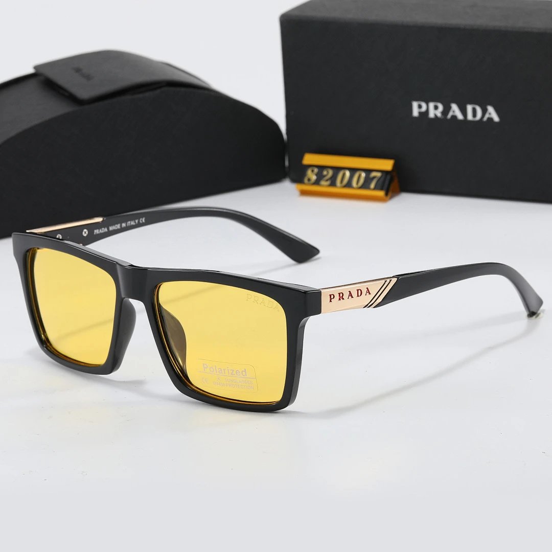 Prada Black Tinted Lens Square Sunglasses, Polished Frame Style 23