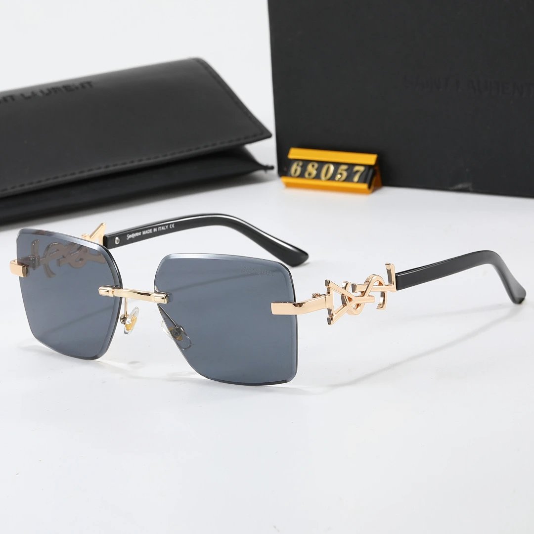 Saint Laurent Black Tinted Lens Square Sunglasses, Polished Frame Style 08