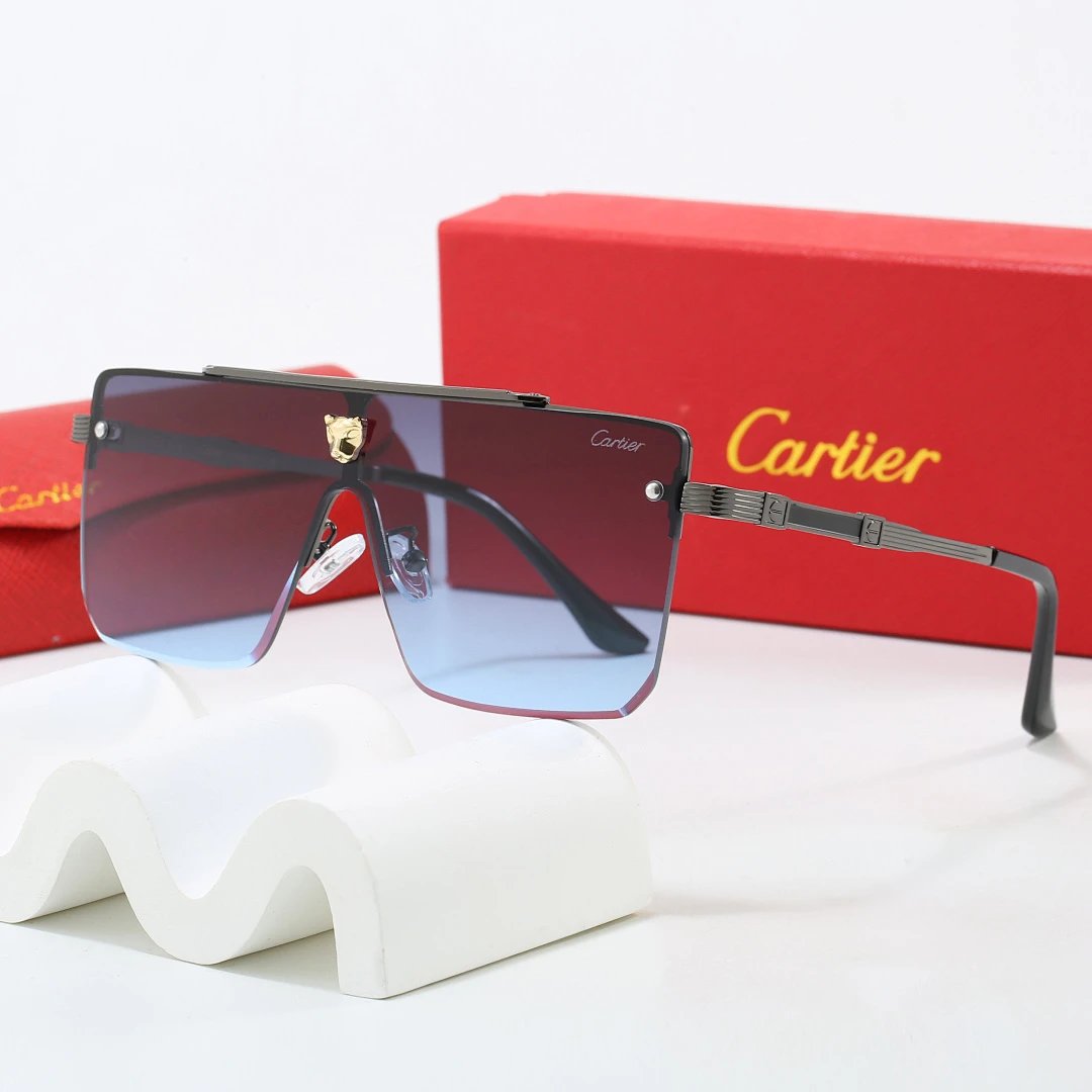 Cartier Tinted Lens Geometric Sunglasses, Polished Frame Style 01