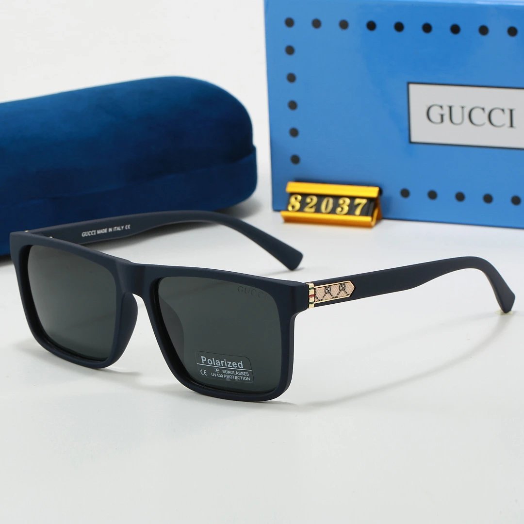 Gucci Blue Tinted Lens Square Sunglasses, Polished Frame Style 30