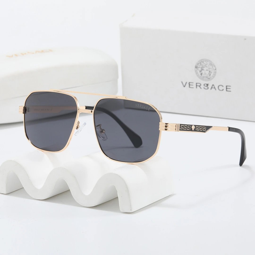 Versace Gray Tinted Lens Square Sunglasses, Polished Frame Style 36