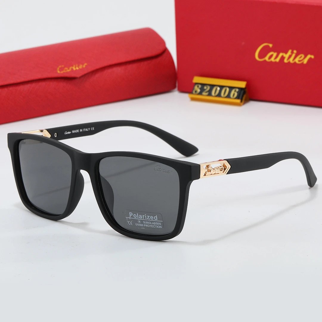 Cartier Red Tinted Lens Geometric Sunglasses, Polished Frame Style 15