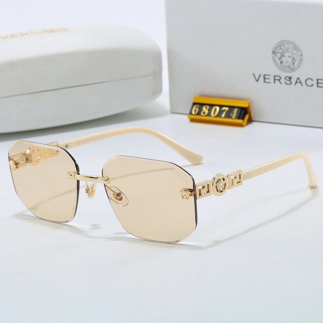 Versace Brown Tinted Lens Square Sunglasses, Polished Frame Style 15