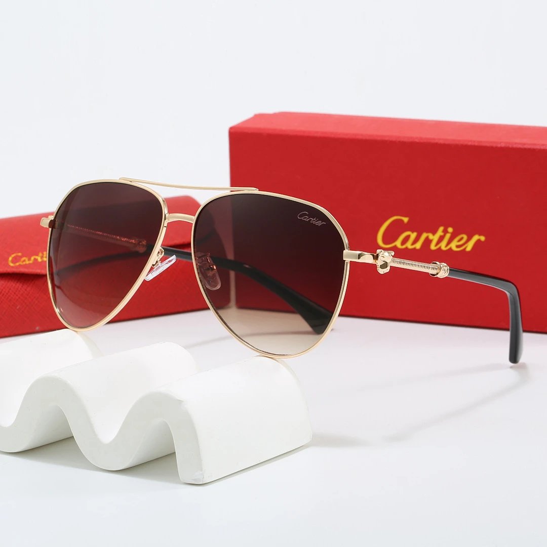 Cartier Red Tinted Lens Geometric Sunglasses, Polished Frame Style 02