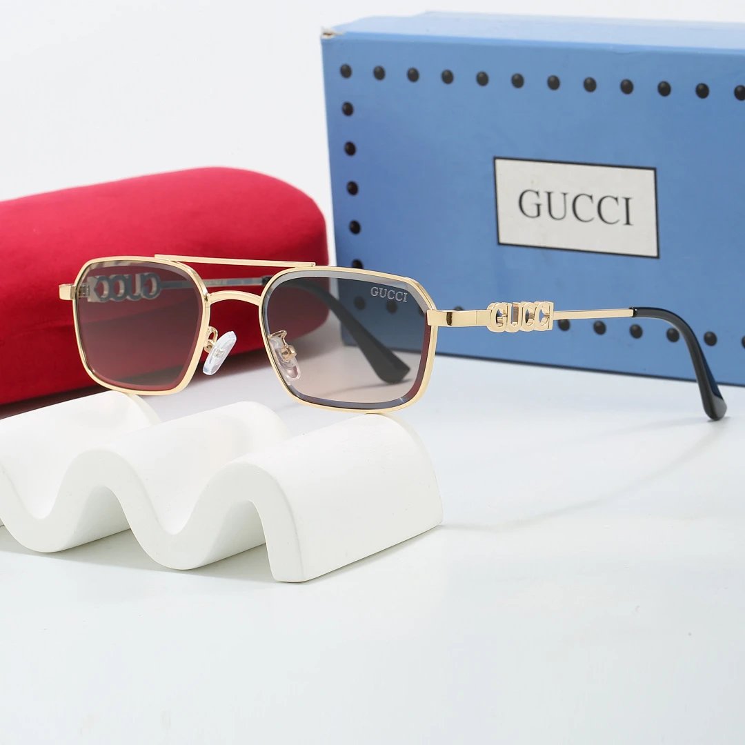 Gucci Tinted Lens Square Sunglasses, Polished Frame Style 27
