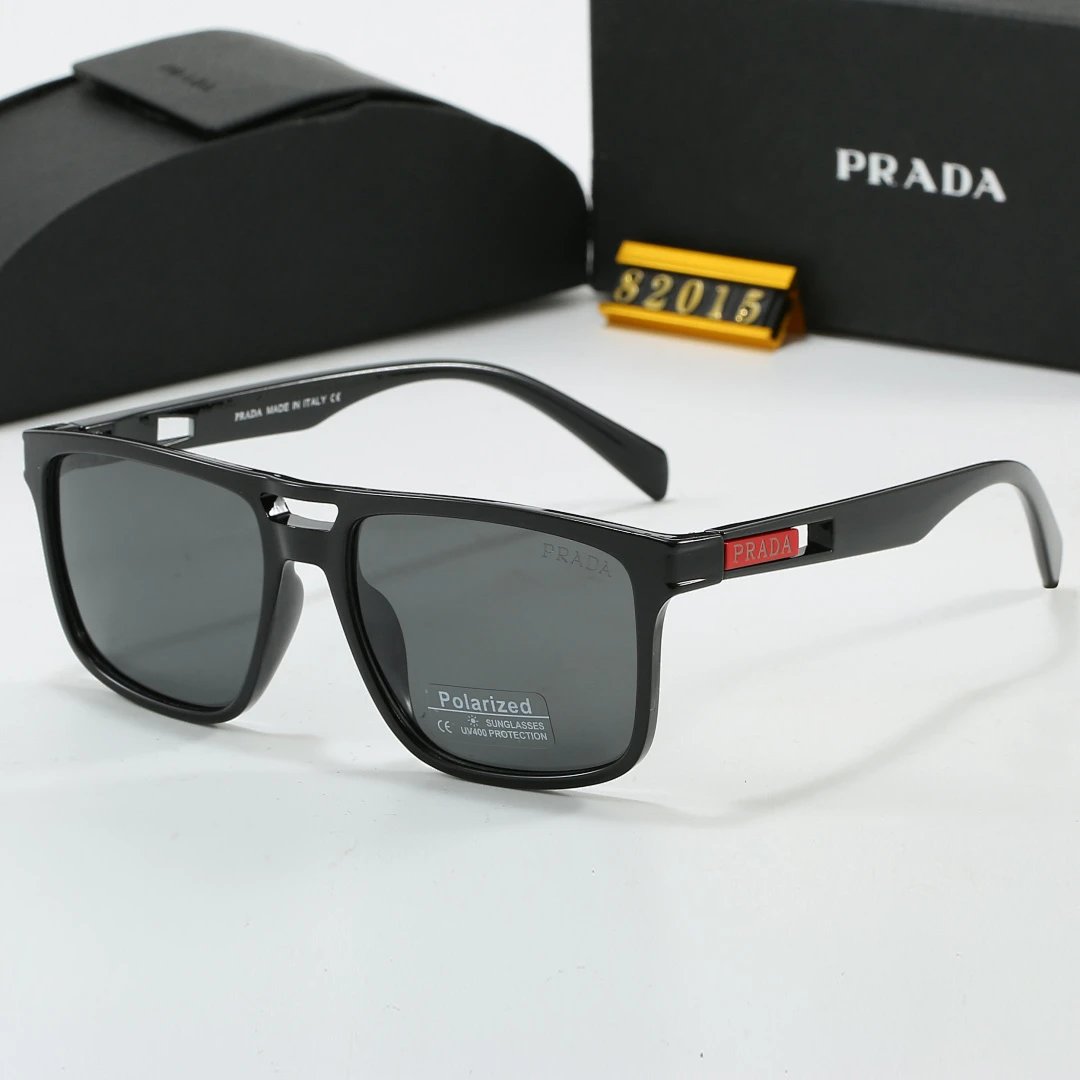Prada Black Tinted Lens Square Sunglasses, Polished Frame Style 18