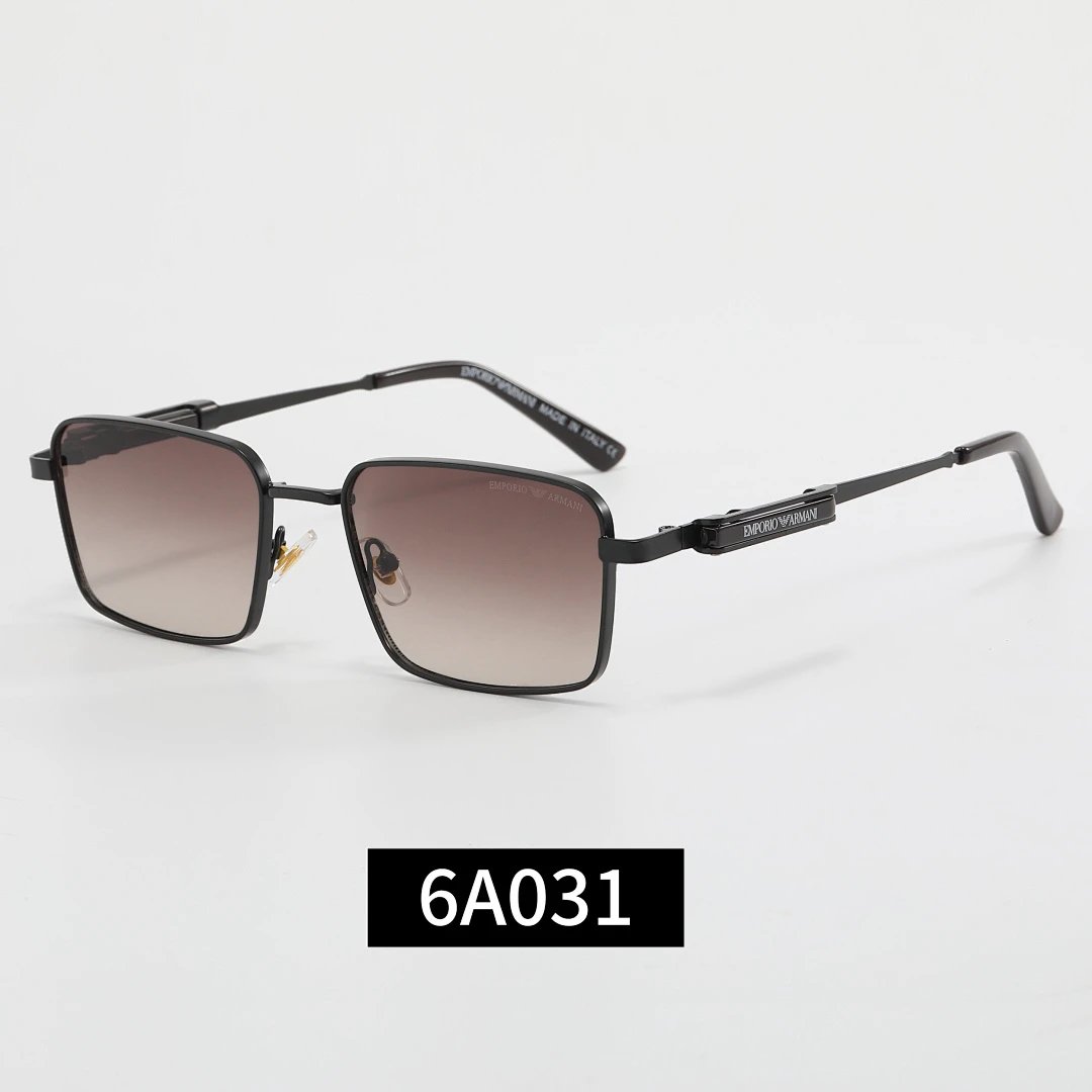 Armani Gray Tinted Lens Square Sunglasses, Polished Frame Style 02