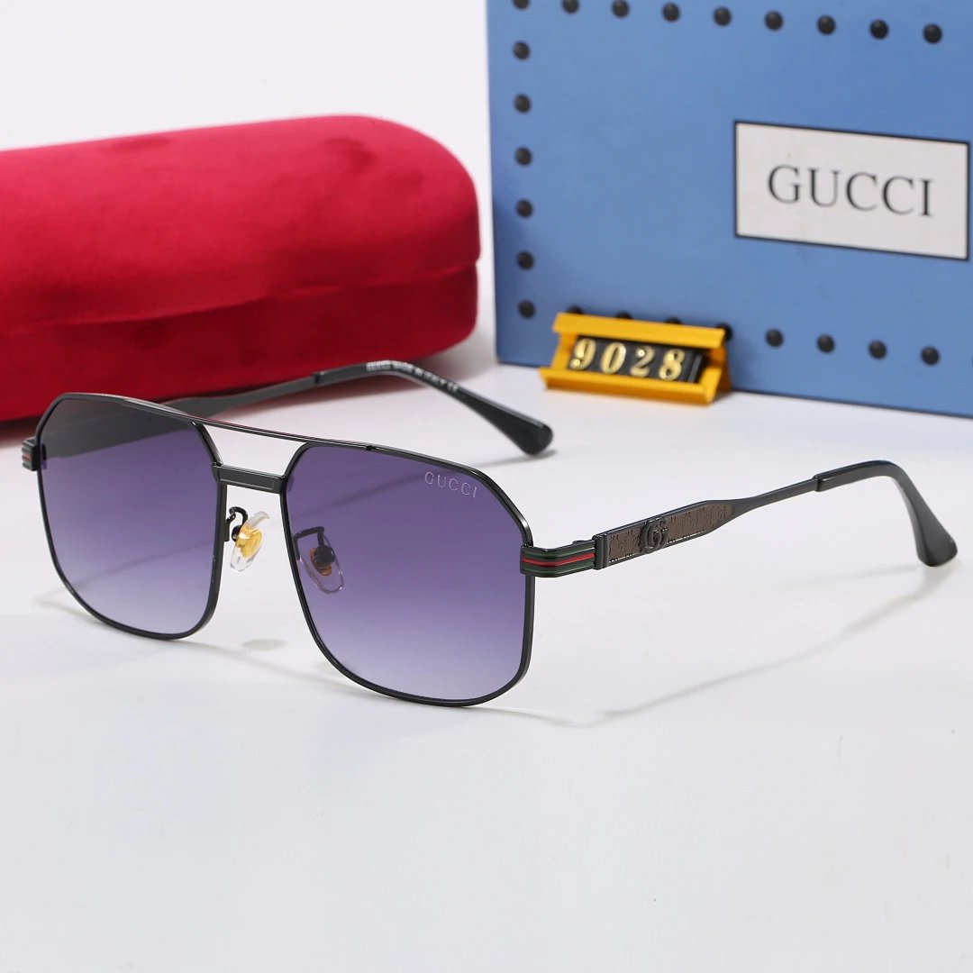 Gucci Tinted Lens Square Sunglasses, Polished Frame Style 34