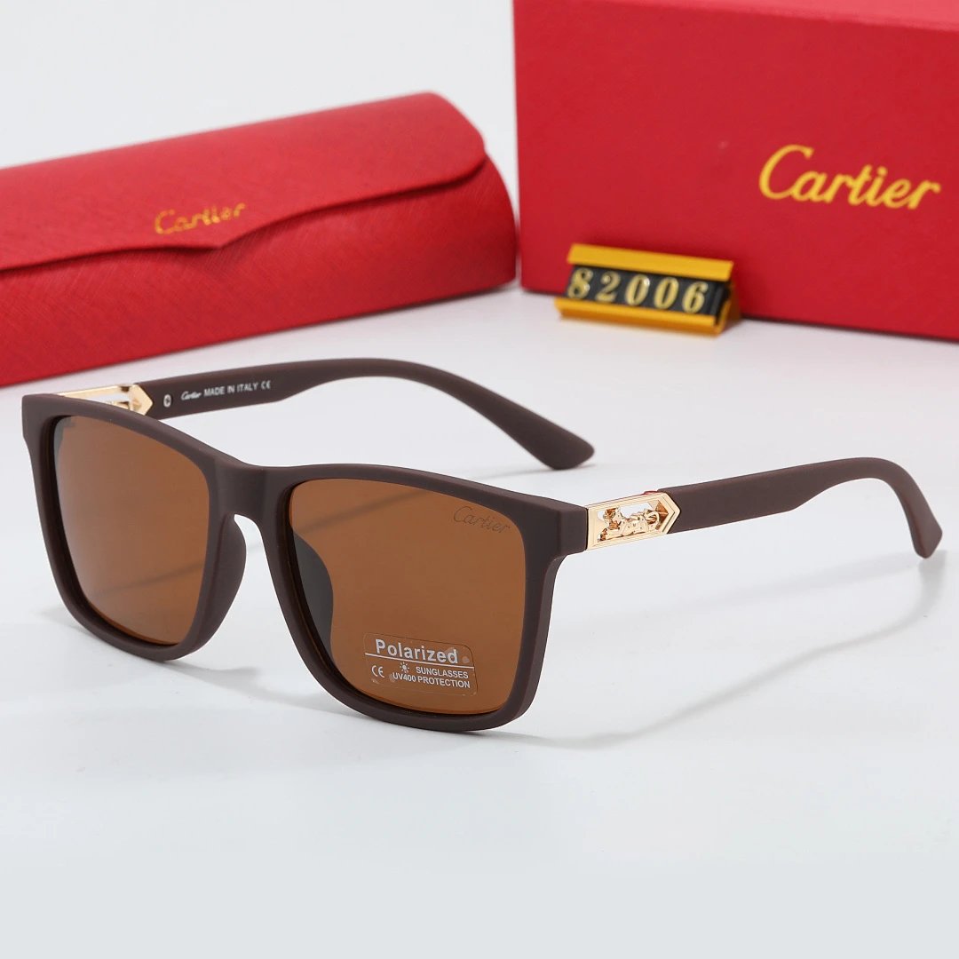 Cartier Red Tinted Lens Geometric Sunglasses, Polished Frame Style 19