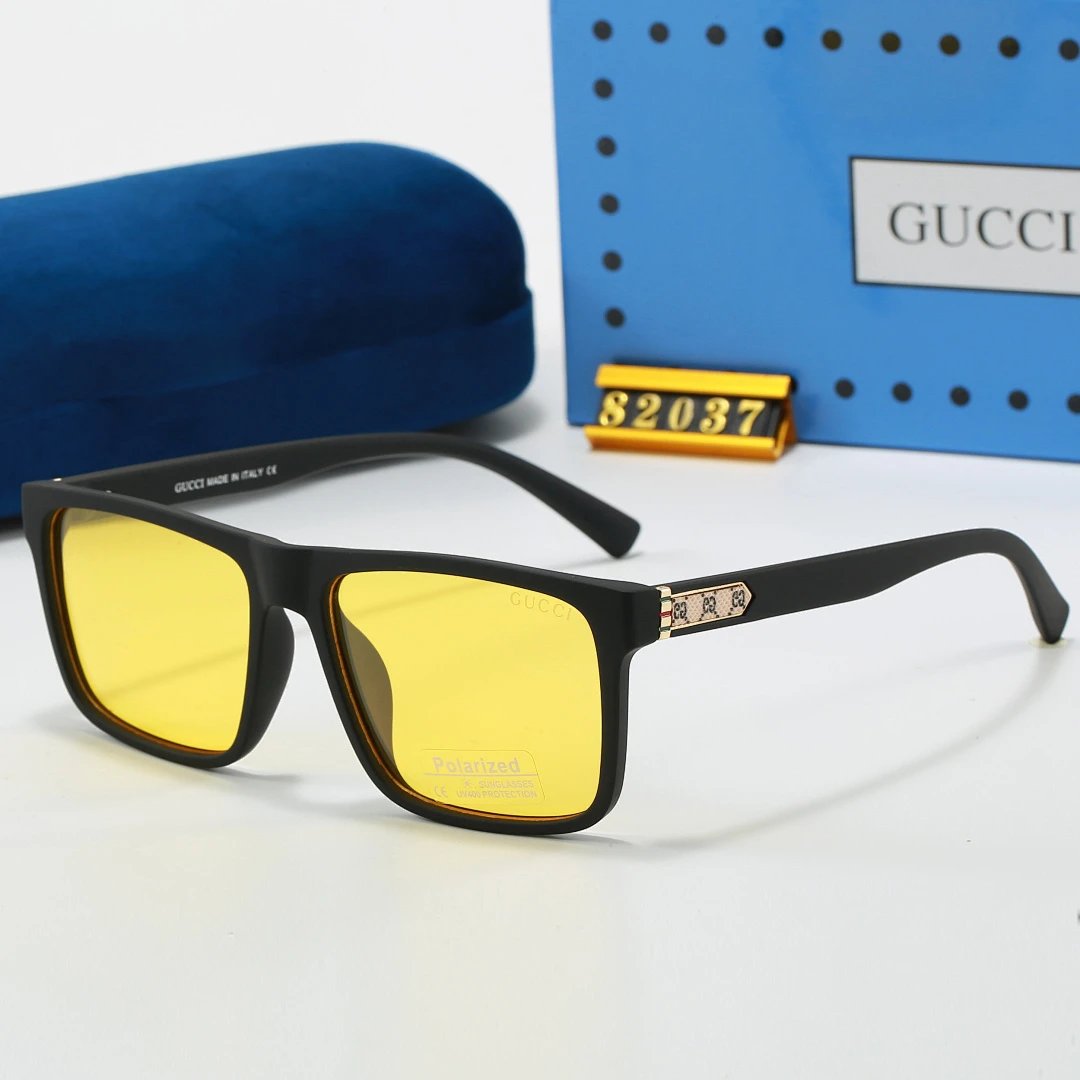 Gucci Blue Tinted Lens Square Sunglasses, Polished Frame Style 28