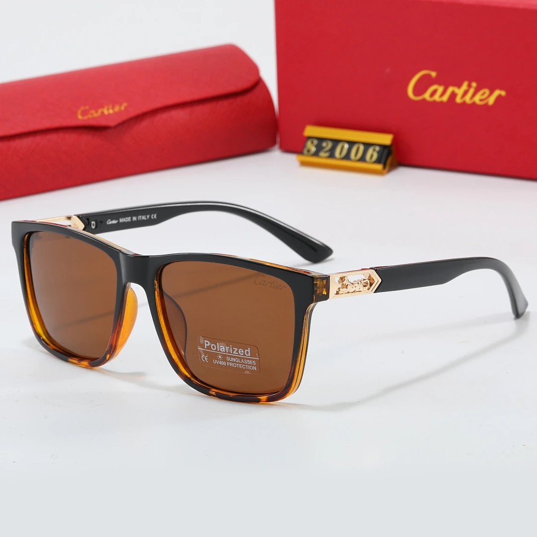 Cartier Red Tinted Lens Geometric Sunglasses, Polished Frame Style 17