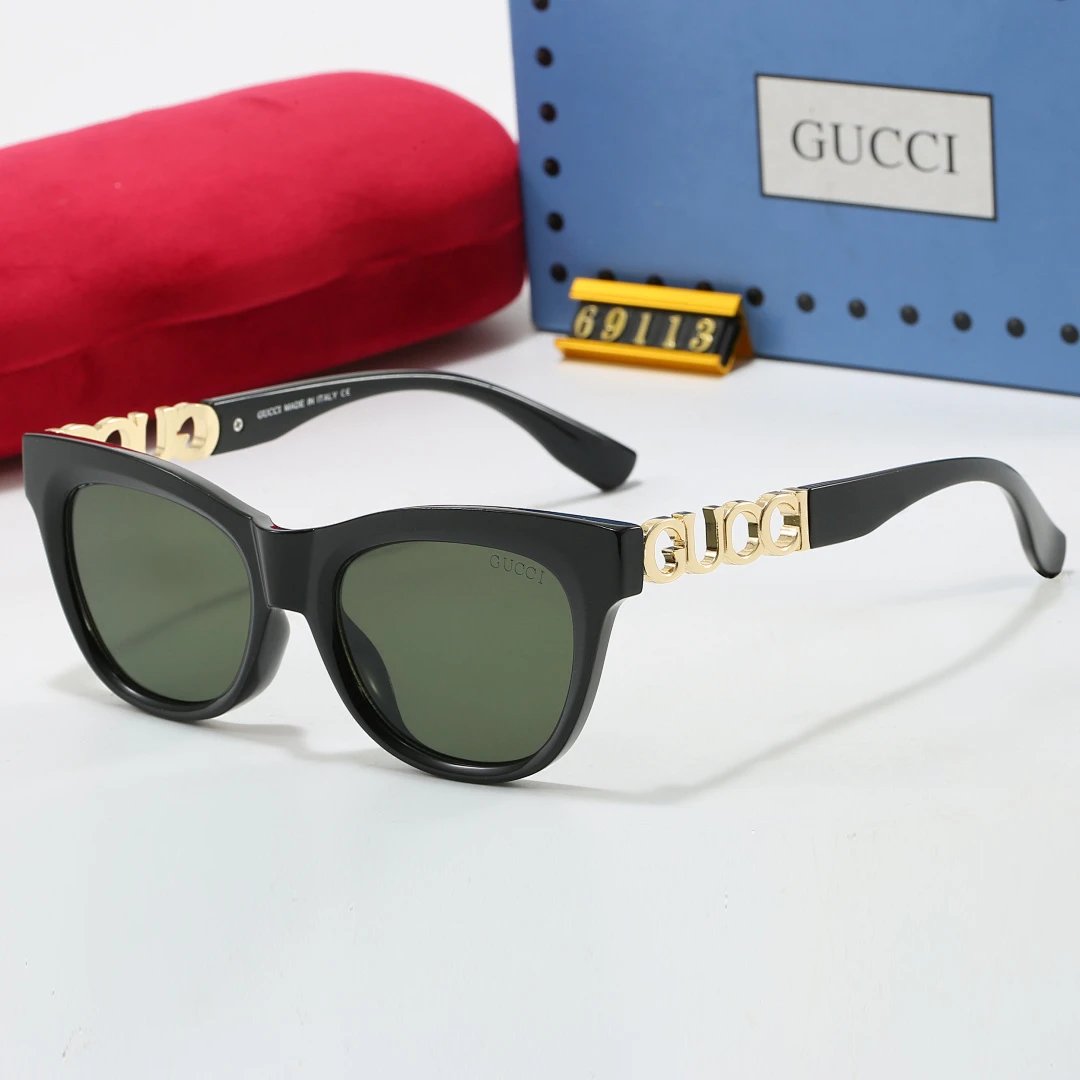Gucci Tinted Lens Square Sunglasses, Polished Frame Style 07