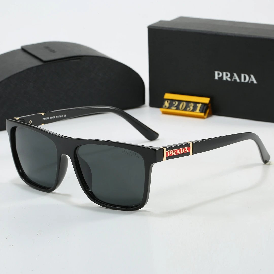 Prada Black Tinted Lens Square Sunglasses, Polished Frame Style 12