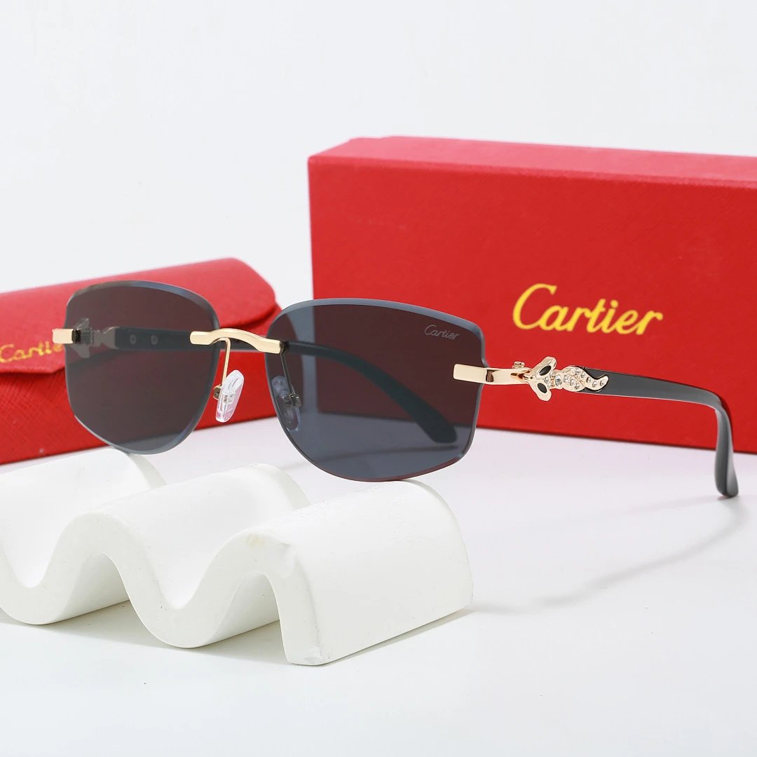Cartier Red Tinted Lens Geometric Sunglasses, Polished Frame Style 08