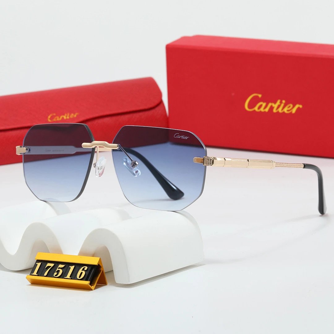 Cartier Red Tinted Lens Geometric Sunglasses, Polished Frame Style 13