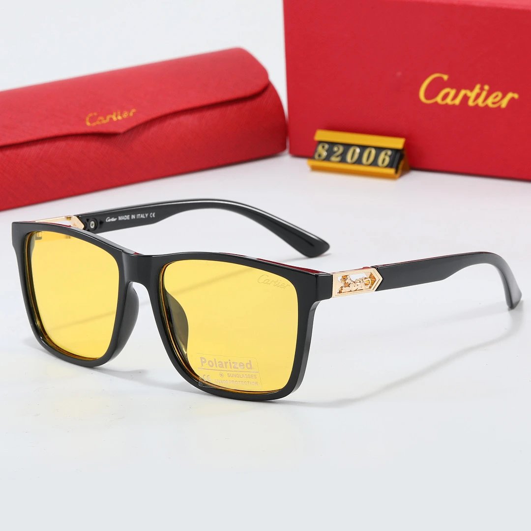 Cartier Red Tinted Lens Geometric Sunglasses, Polished Frame Style 14