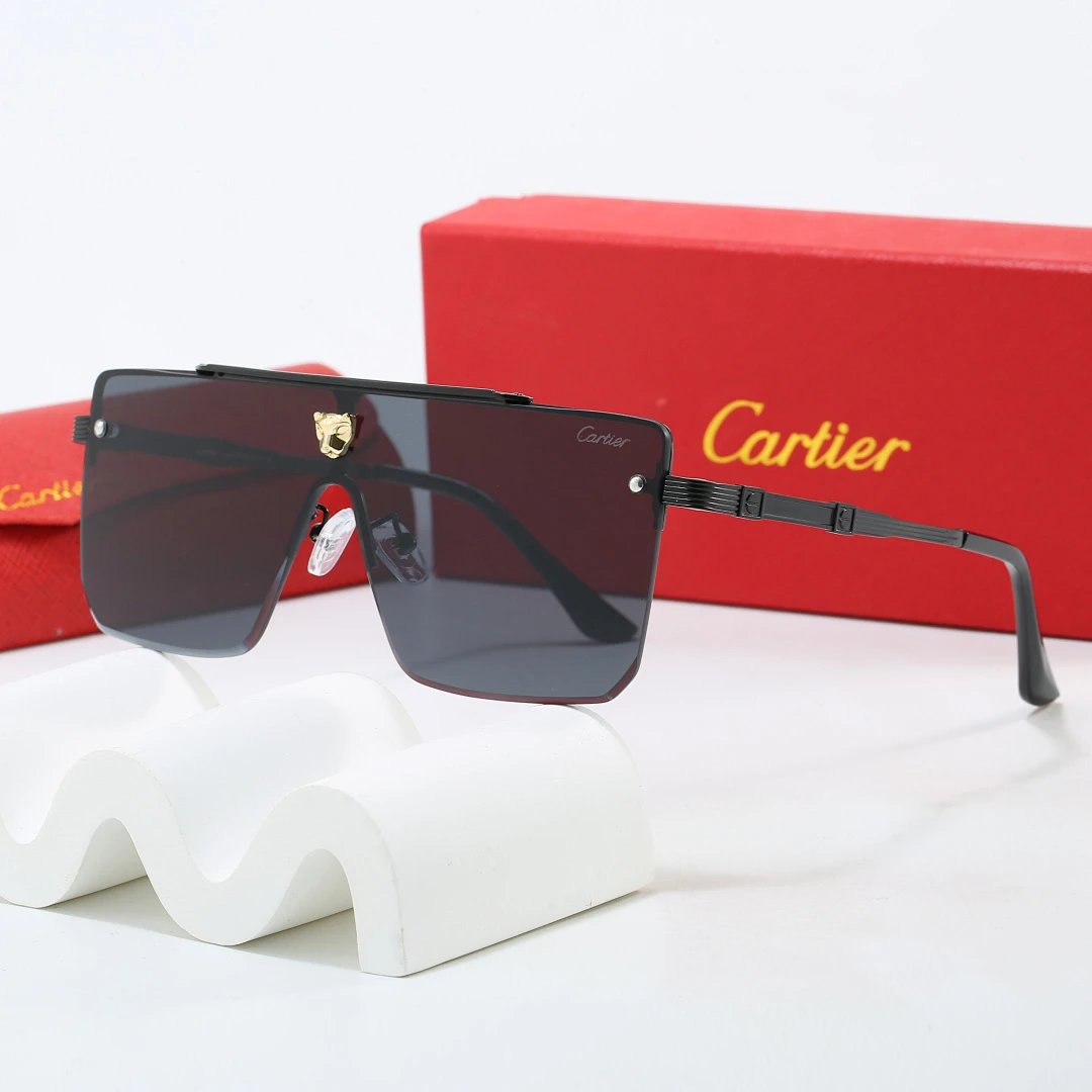 Cartier Red Tinted Lens Geometric Sunglasses, Polished Frame Style 03