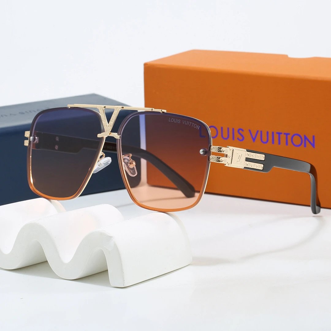Louis Vuitton Brown Tinted Lens Square Sunglasses, Polished Frame Style 28