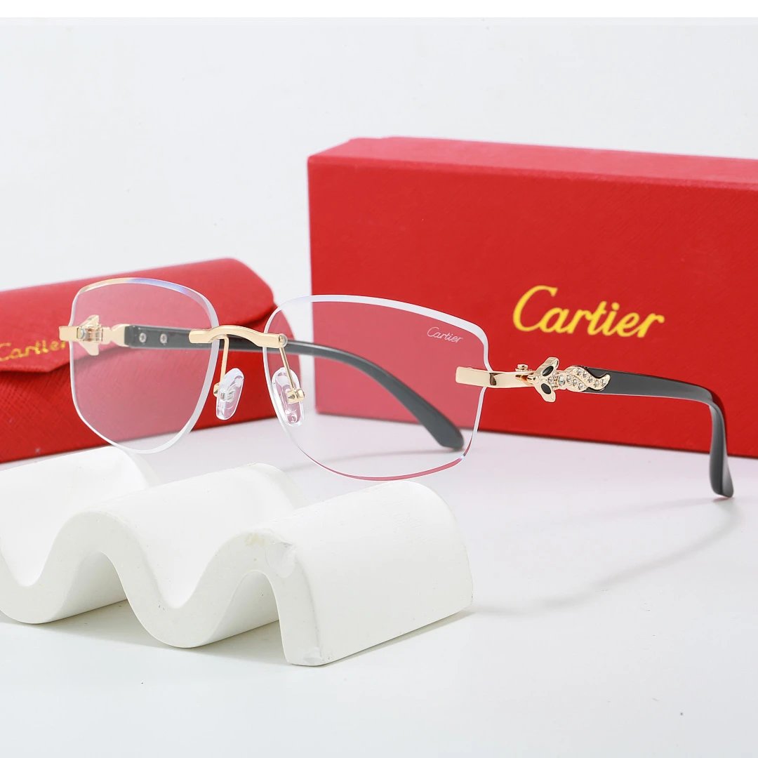 Cartier Red Tinted Lens Geometric Sunglasses, Polished Frame Style 06