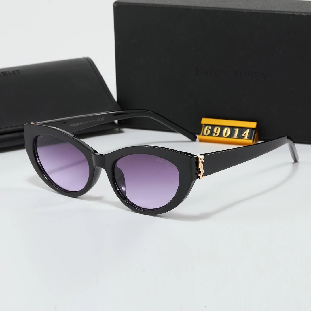 Saint Laurent Black Tinted Lens Square Sunglasses, Polished Frame Style 17