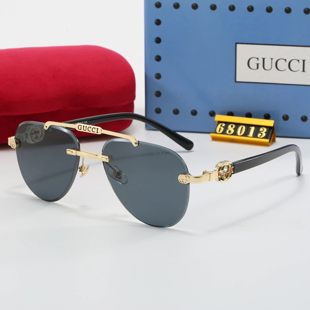 Gucci Blue Tinted Lens Square Sunglasses, Polished Frame Style 04