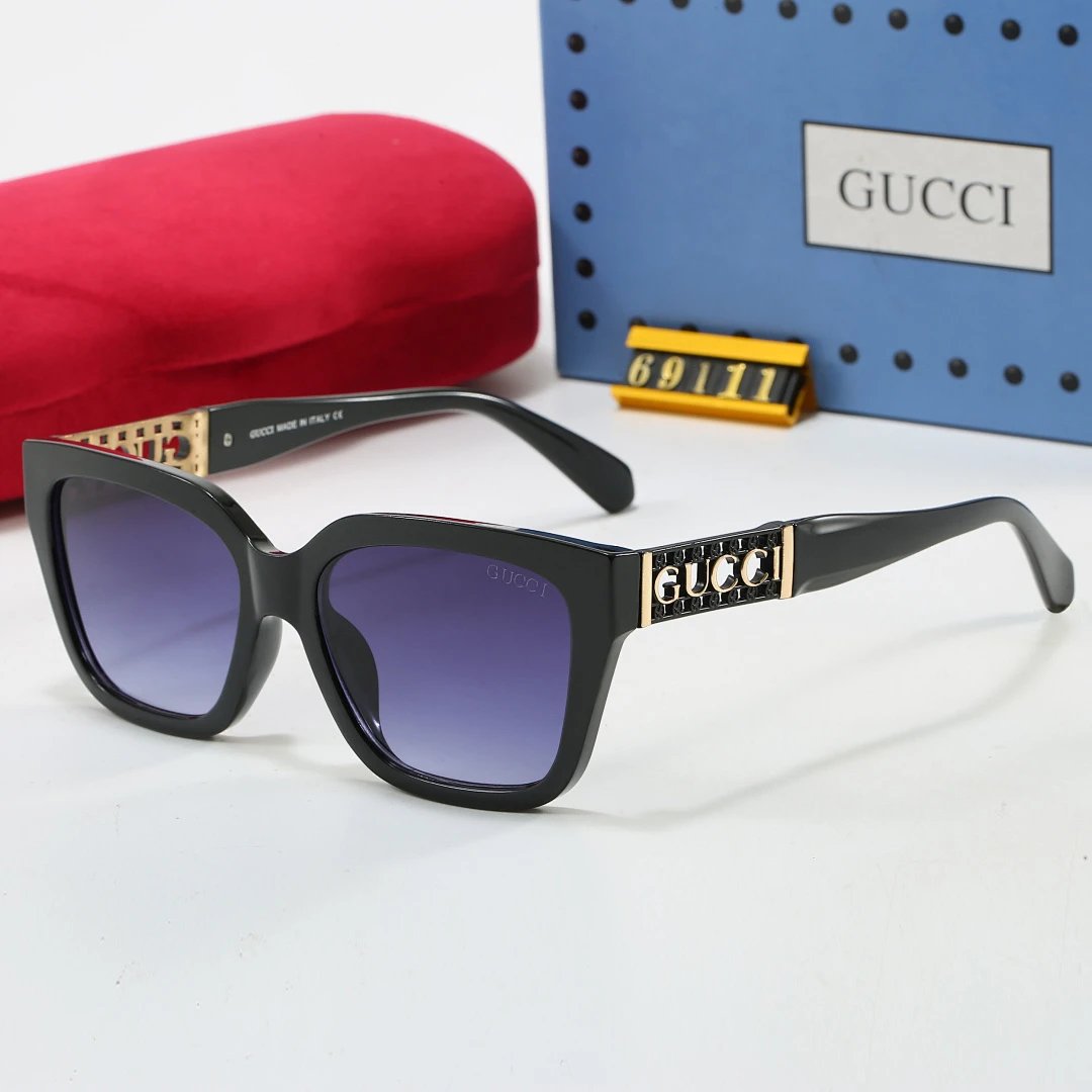 Gucci Tinted Lens Square Sunglasses, Polished Frame Style 17