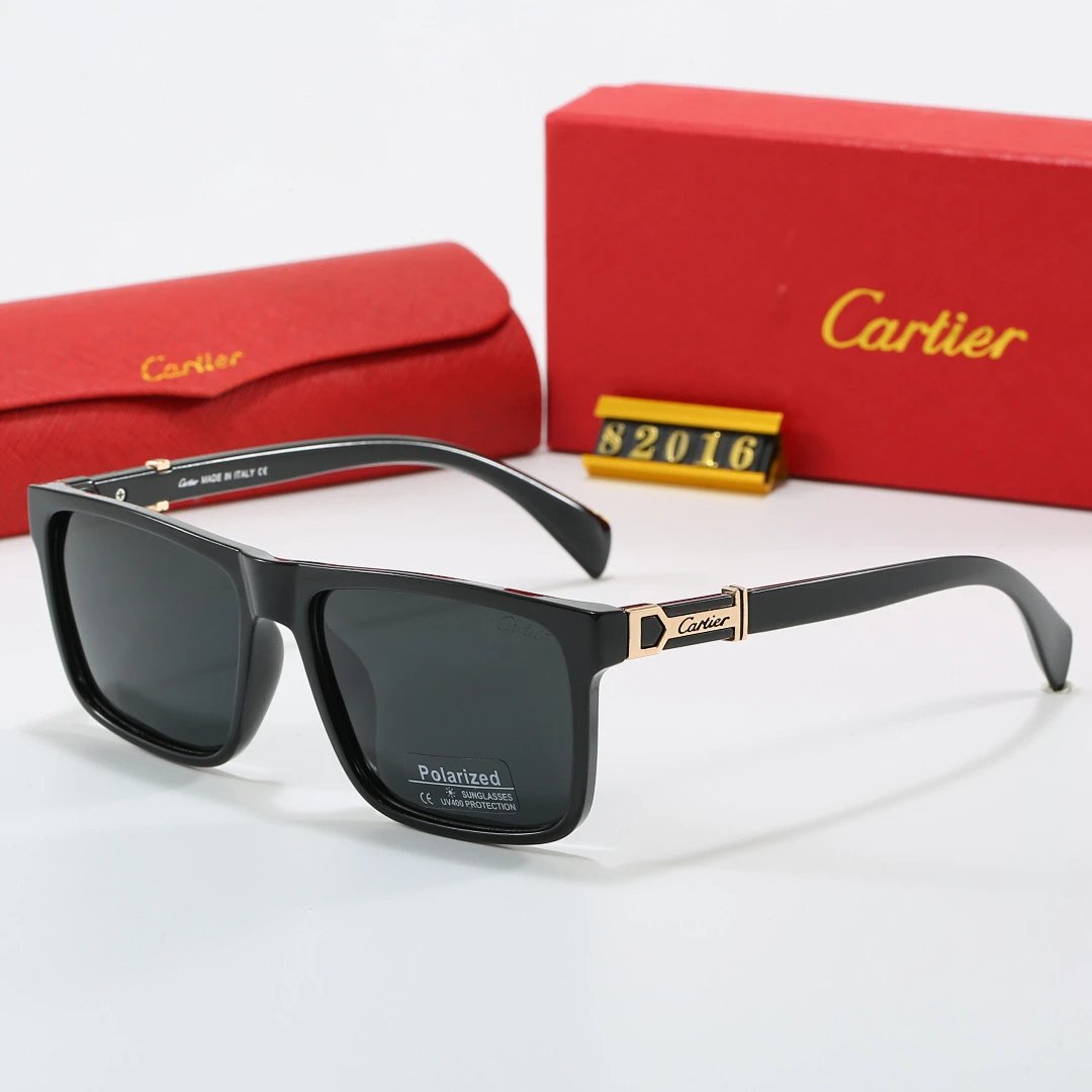 Cartier Red Tinted Lens Geometric Sunglasses, Polished Frame Style 07