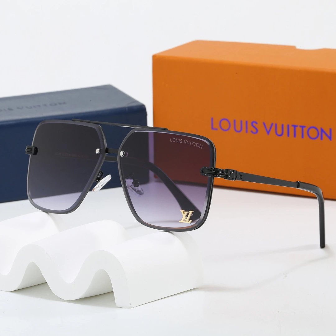 Louis Vuitton Brown Tinted Lens Square Sunglasses, Polished Frame Style 15