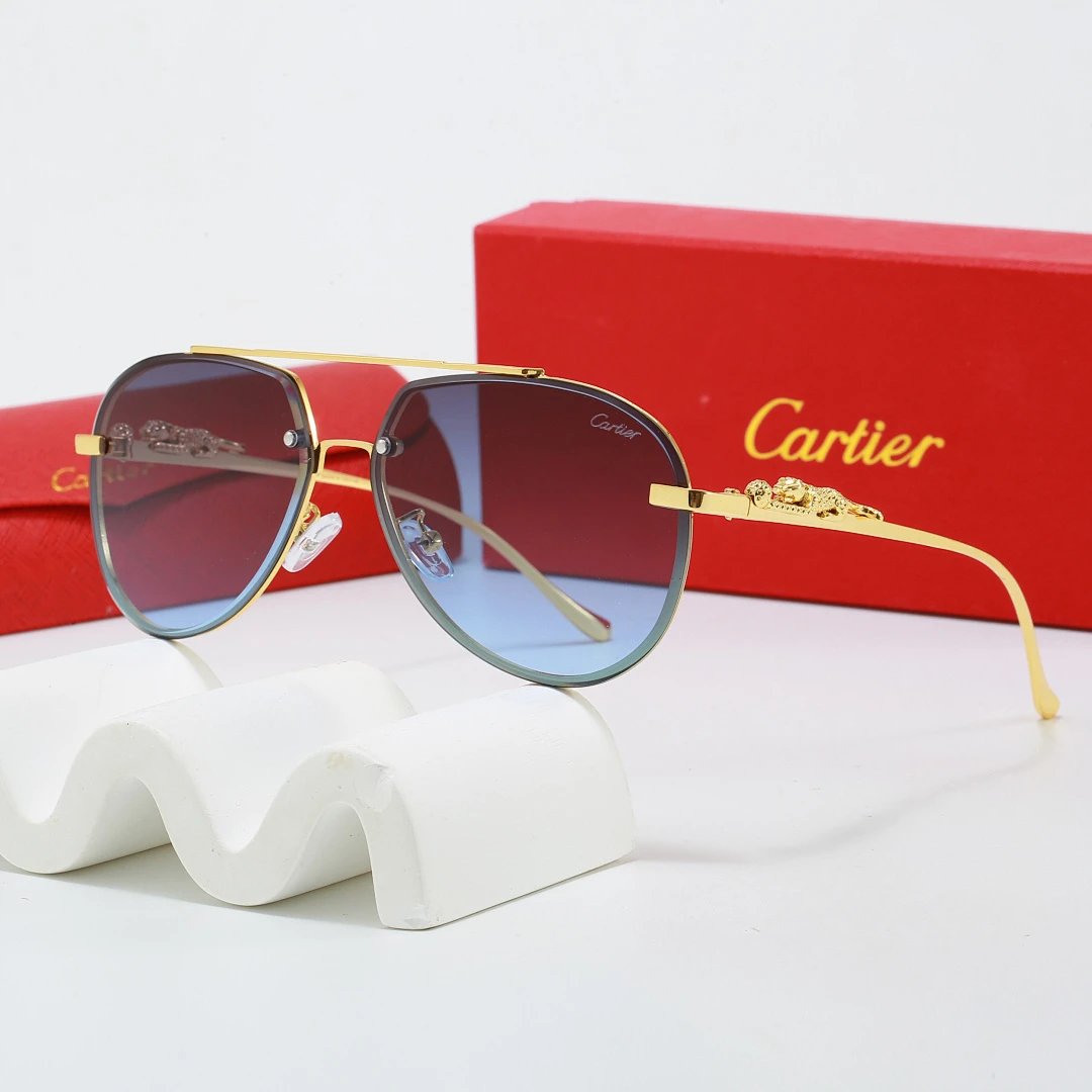 Cartier Red Tinted Lens Geometric Sunglasses, Polished Frame Style 06