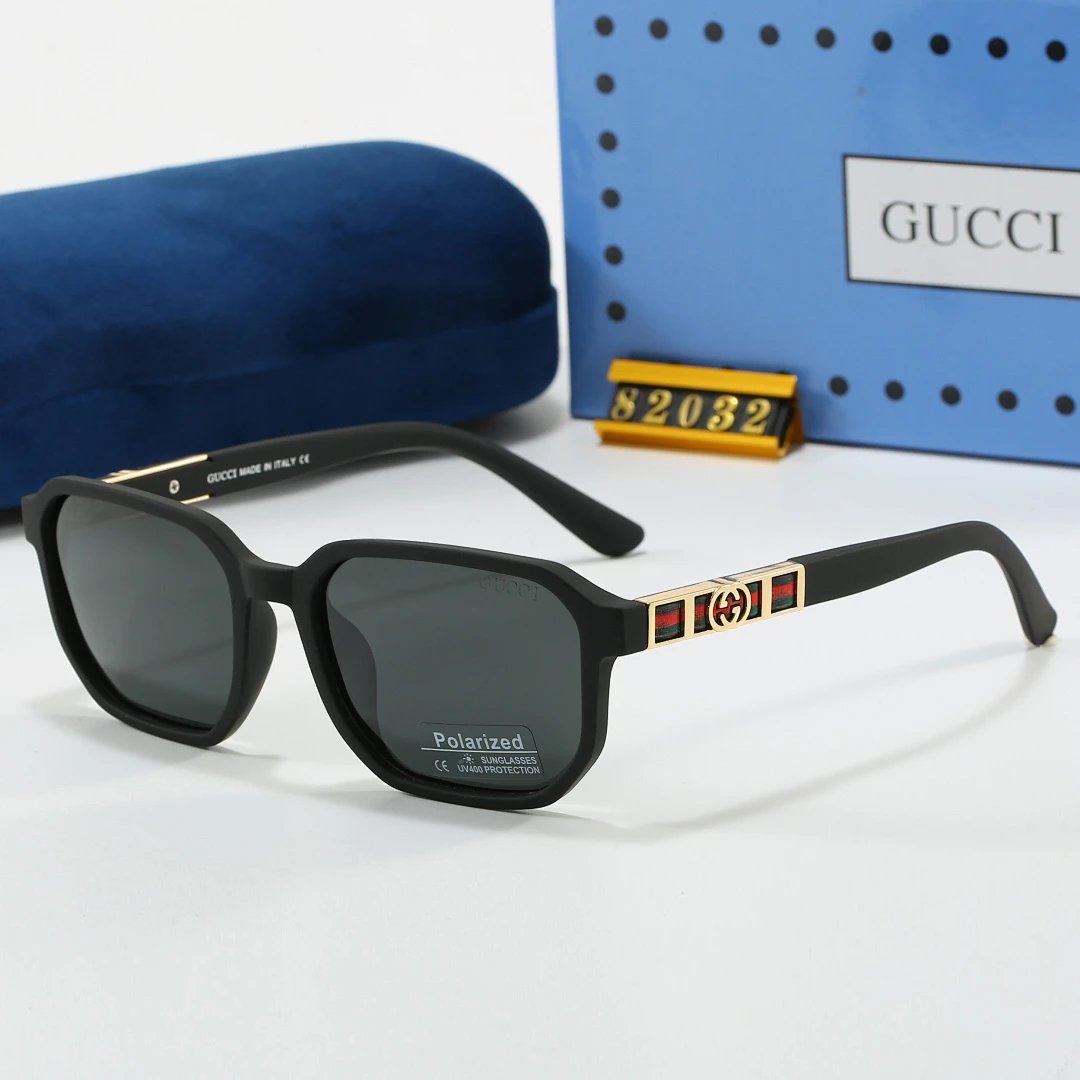 Gucci Blue Tinted Lens Square Sunglasses, Polished Frame Style 19