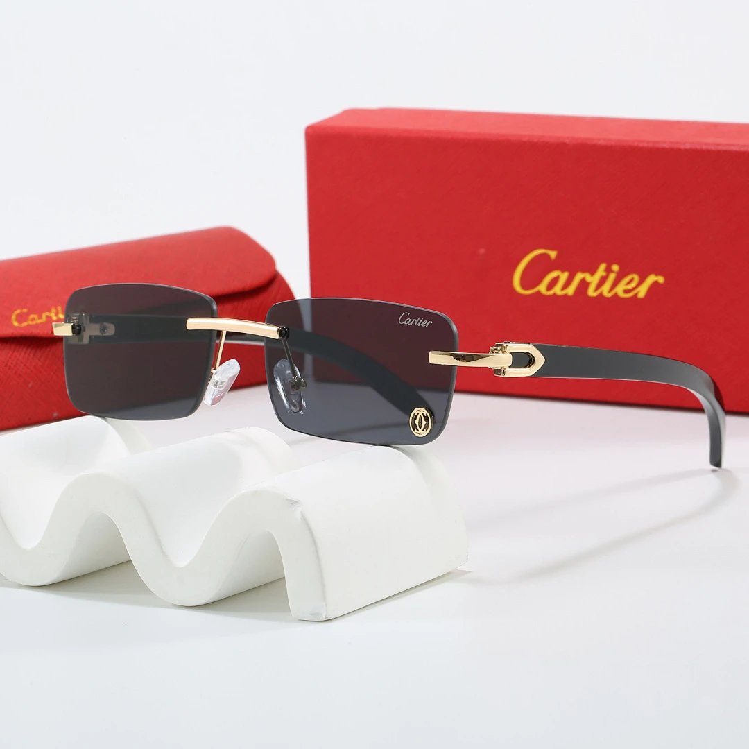 Cartier Red Tinted Lens Geometric Sunglasses, Polished Frame Style 08