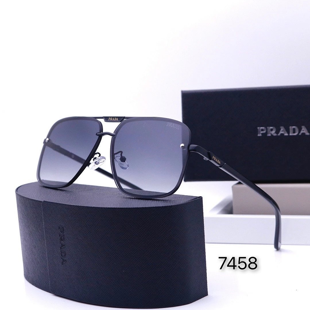 Prada Black Tinted Lens Square Sunglasses, Polished Frame Style 17