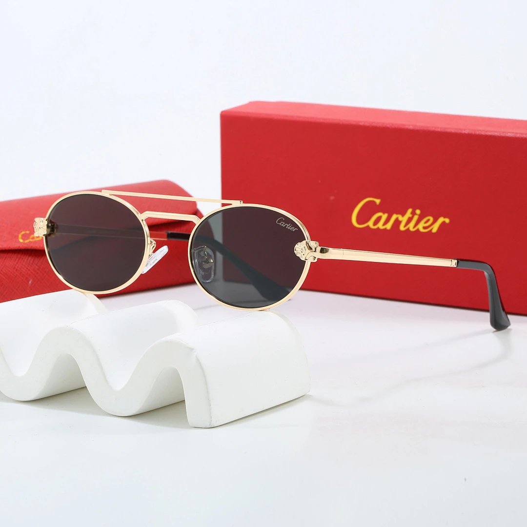 Cartier Red Tinted Lens Geometric Sunglasses, Polished Frame Style 04