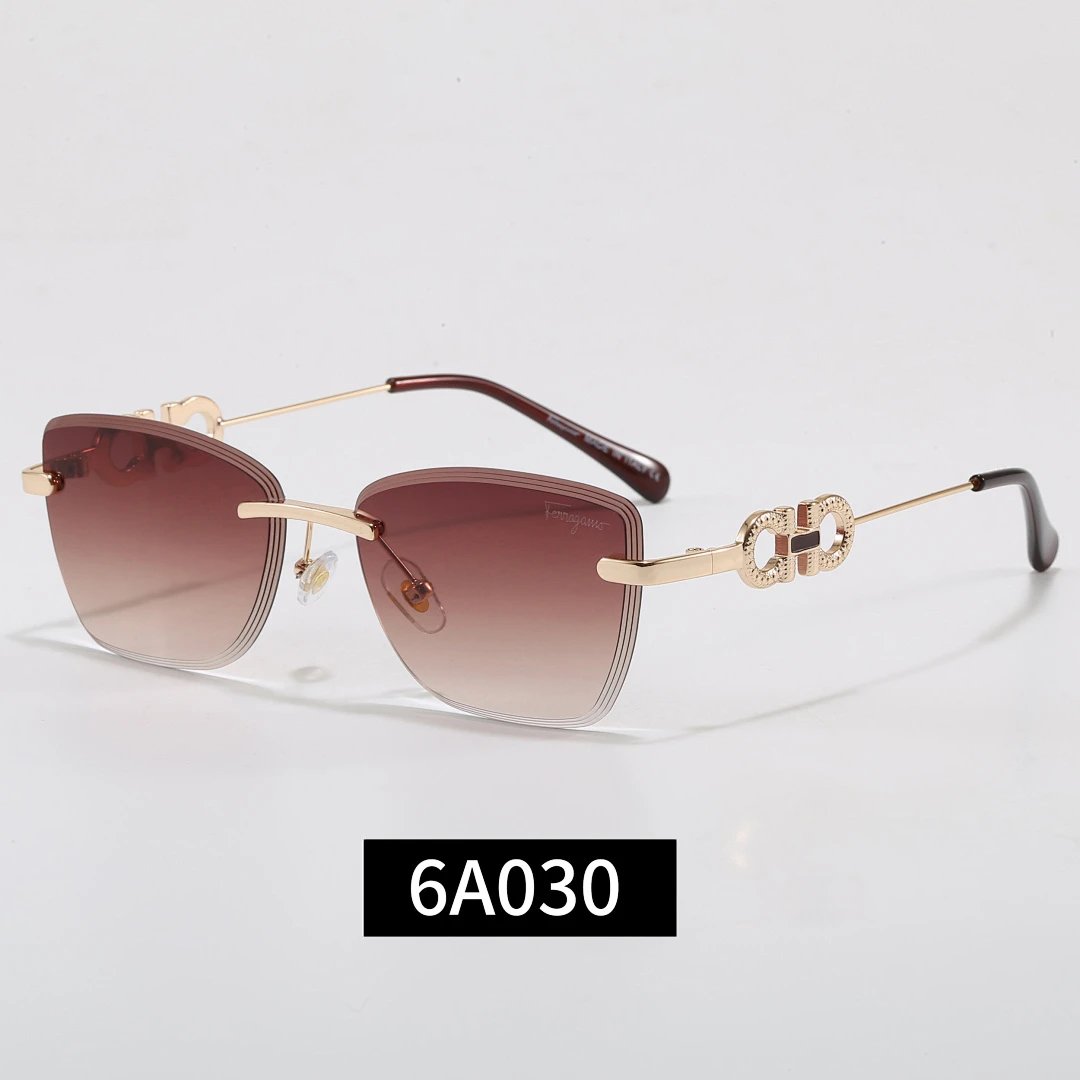 Ferragamo Gray Tinted Lens Square Sunglasses, Polished Frame Style 04
