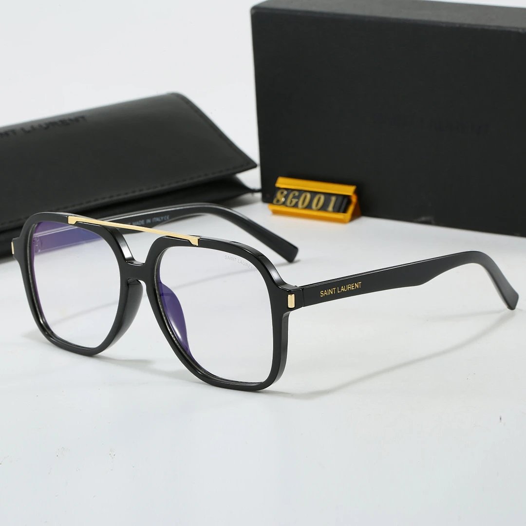 Saint Laurent Black Tinted Lens Square Sunglasses, Polished Frame Style 17