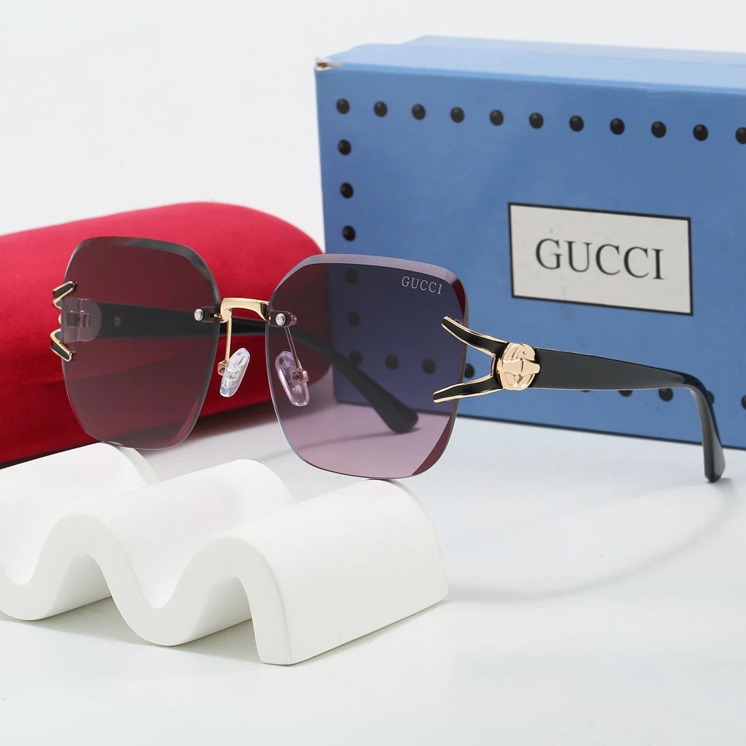 Gucci Tinted Lens Square Sunglasses, Polished Frame Style 19