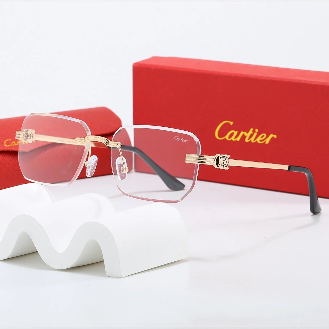 Cartier Red Tinted Lens Geometric Sunglasses, Polished Frame Style 05
