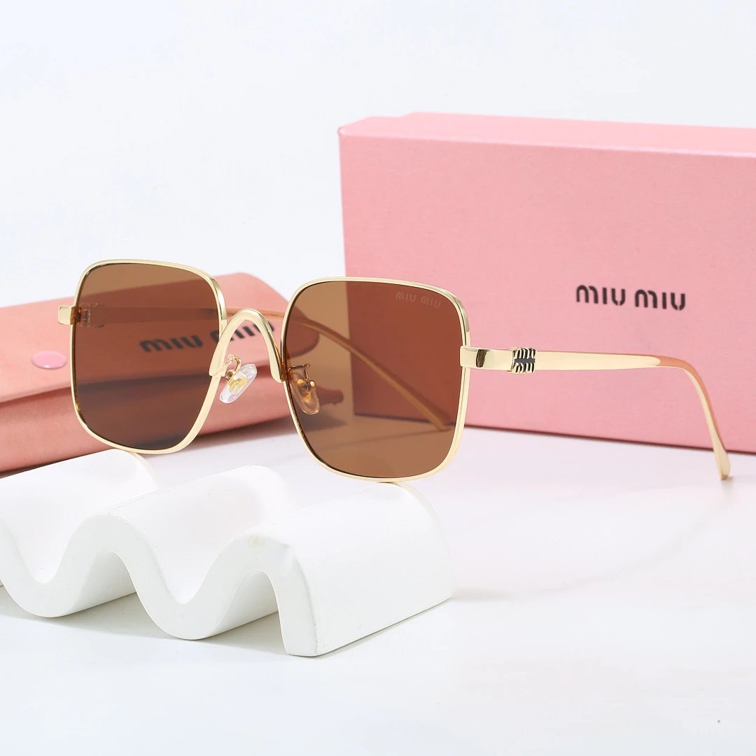 Miu Miu Brown Tinted Lens Square Sunglasses, Polished Frame Style 18
