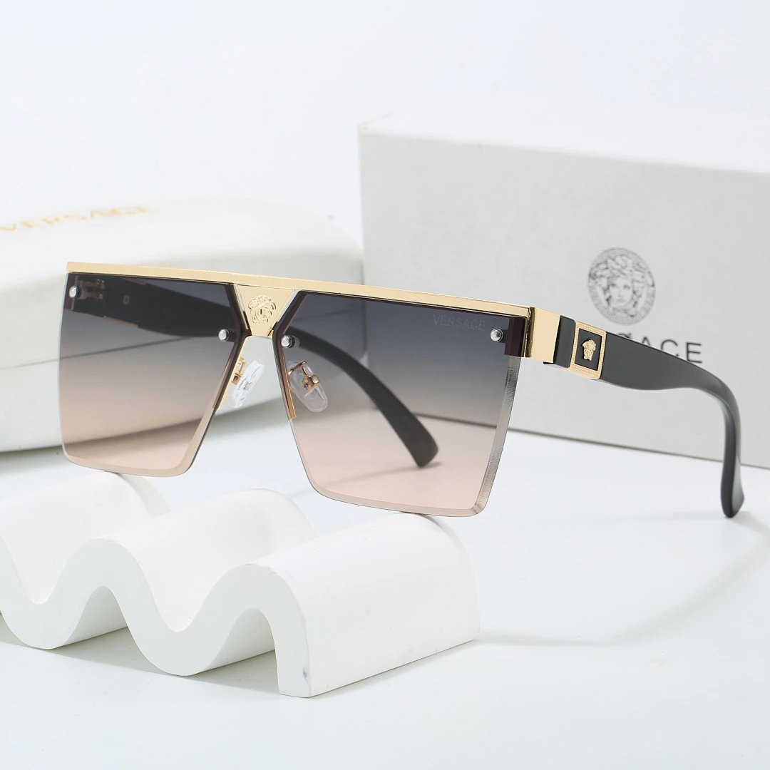 Versace Gray Tinted Lens Square Sunglasses, Polished Frame Style 21