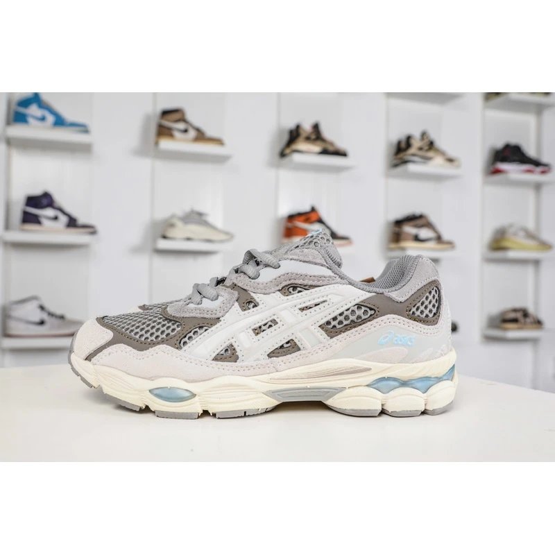 ASICS GEL-NYC Grey Cream Blue Accent Sneakers - Style 18