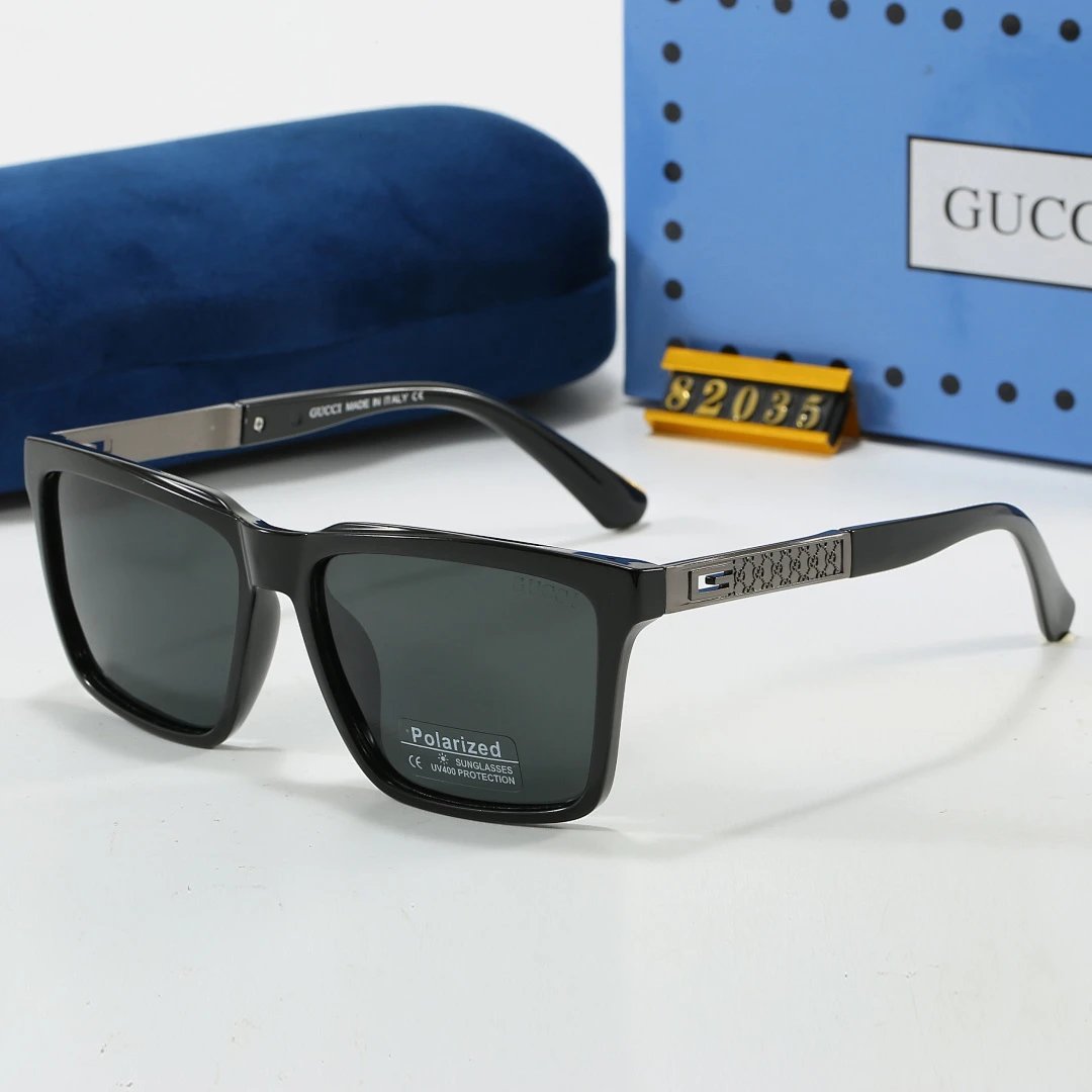 Gucci Blue Tinted Lens Square Sunglasses, Polished Frame Style 29