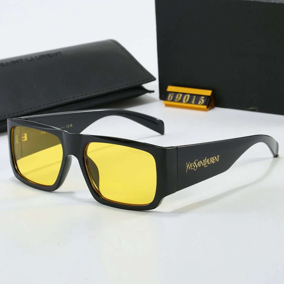 Saint Laurent Black Tinted Lens Square Sunglasses, Polished Frame Style 23
